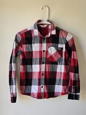Boy's H&M Red Plaid Button-Up Shirt - Casual Flannel